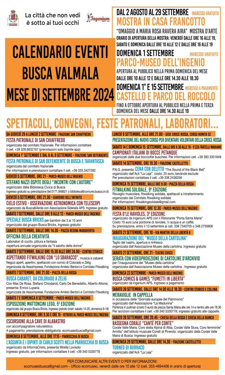 Gli eventi e gli appuntamenti di settembre Gli eventi e gli appuntamenti di settembre